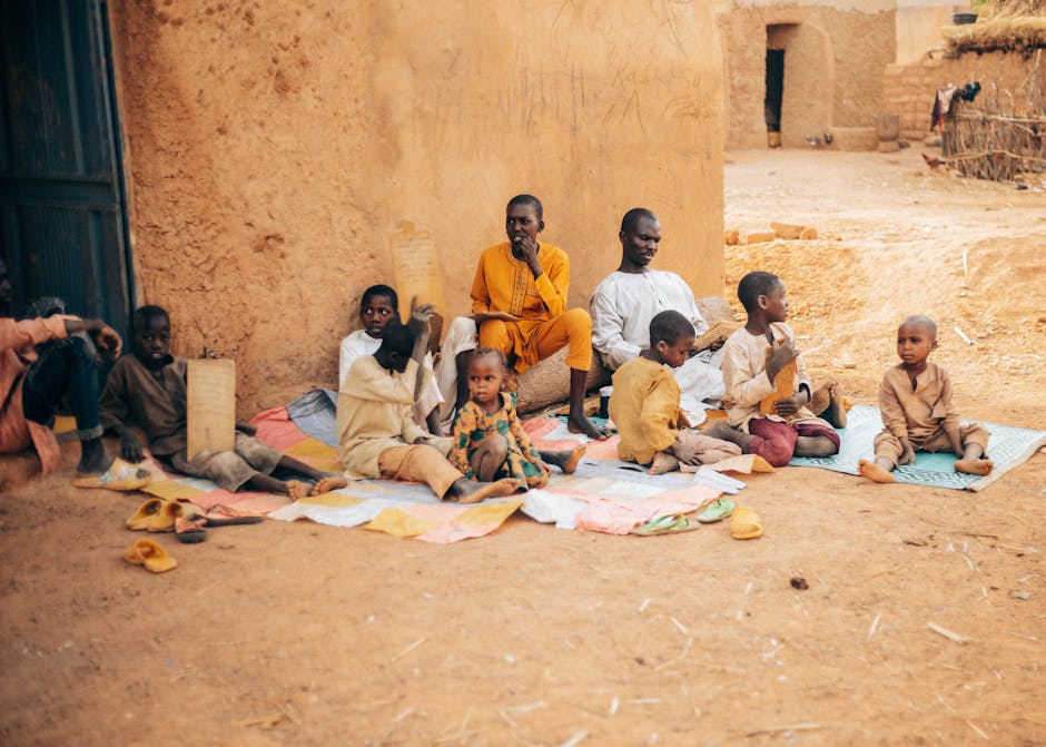 African children and community members in learning activities